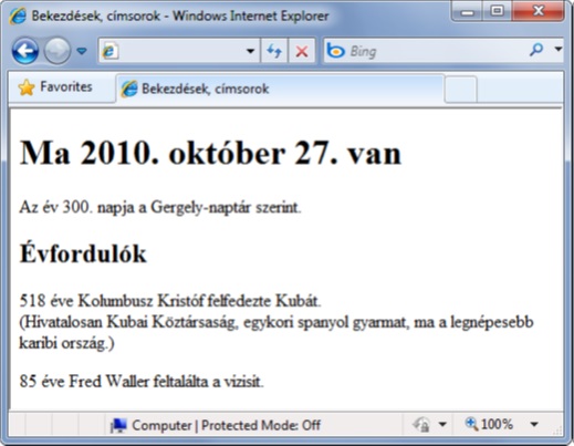 Egyszerű HTML weboldal